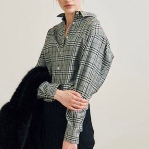 Toteme Capri Grey Plaid Button Down Shirt Small S